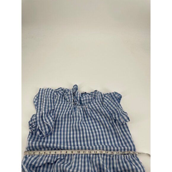 NWT Mud Pie Womens Medium Gingham Ruffle Sleeve Tiered Maxi Dress Blue Cottage - Picture 8 of 9